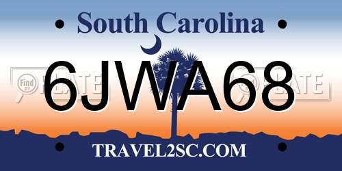 6JWA68 South Carolina License Plate