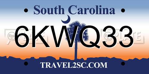 6KWQ33 South Carolina License Plate