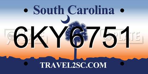 6KY6751 South Carolina License Plate