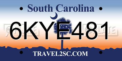 6KYE481 South Carolina License Plate