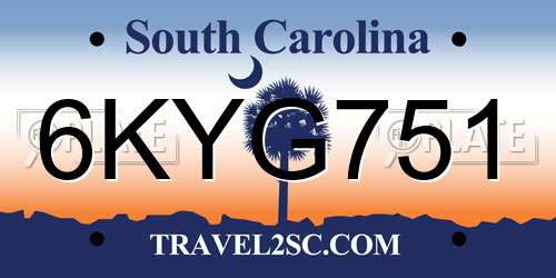 6KYG751 South Carolina License Plate