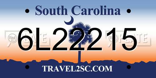 6L22215 South Carolina License Plate