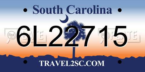 6L22715 South Carolina License Plate
