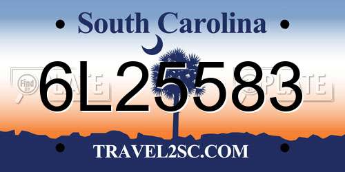 6L25583 South Carolina License Plate