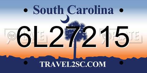 6L27215 South Carolina License Plate