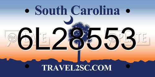 6L28553 South Carolina License Plate