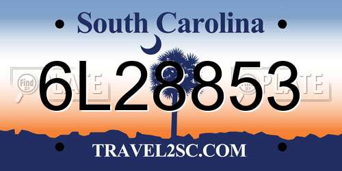 6L28853 South Carolina License Plate