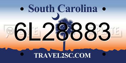 6L28883 South Carolina License Plate