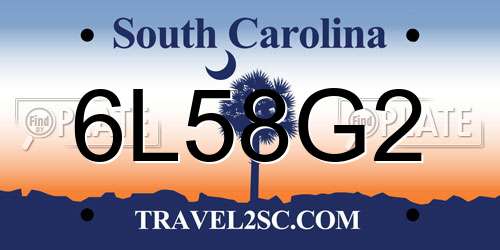 6L58G2 South Carolina License Plate