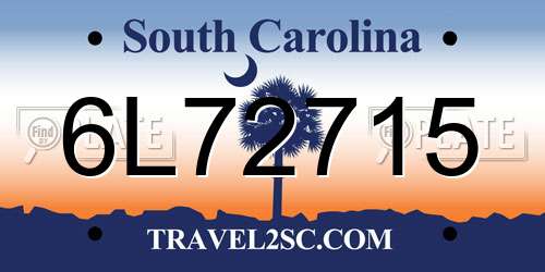 6L72715 South Carolina License Plate