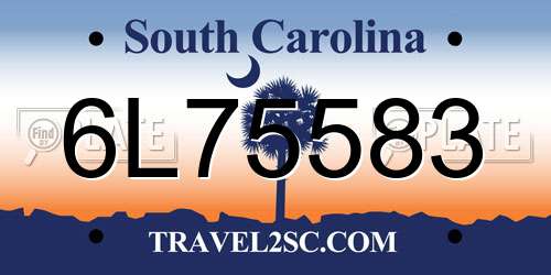 6L75583 South Carolina License Plate