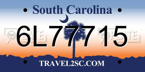 6L77715 South Carolina License Plate