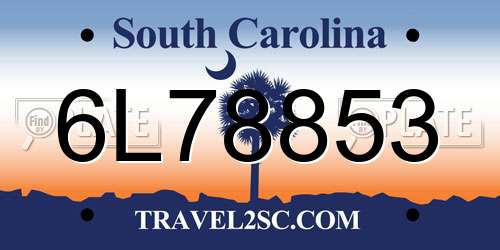 6L78853 South Carolina License Plate