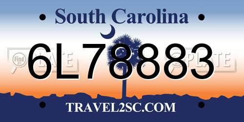 6L78883 South Carolina License Plate
