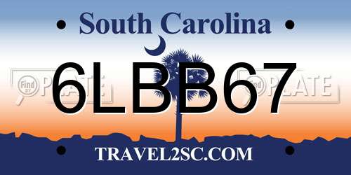 6LBB67 South Carolina License Plate