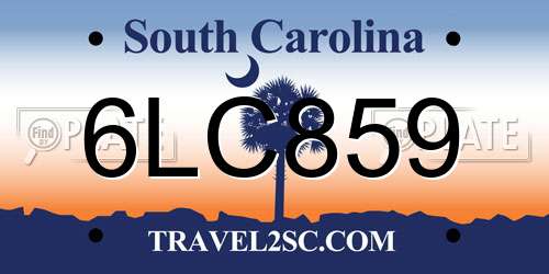 6LC859 South Carolina License Plate
