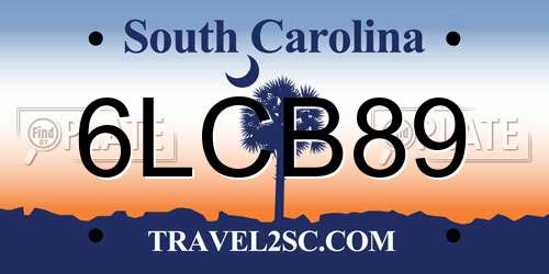 6LCB89 South Carolina License Plate