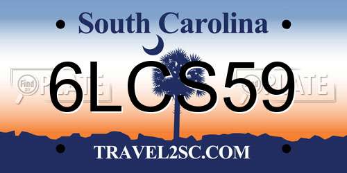 6LCS59 South Carolina License Plate