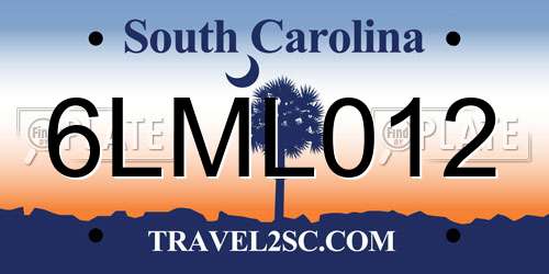 6LML012 South Carolina License Plate
