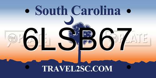 6LSB67 South Carolina License Plate