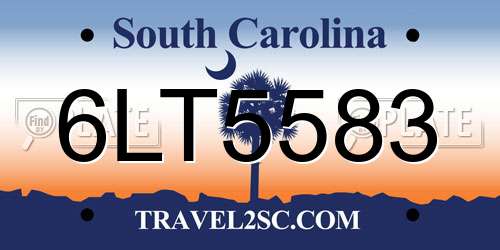 6LT5583 South Carolina License Plate