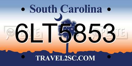 6LT5853 South Carolina License Plate
