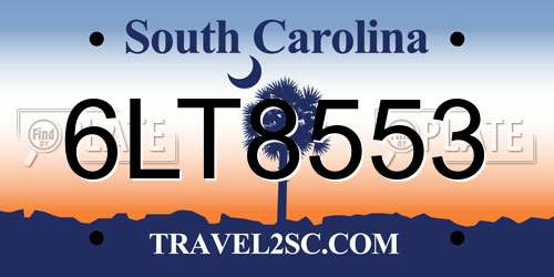 6LT8553 South Carolina License Plate