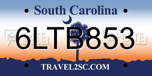 6LTB853 South Carolina License Plate