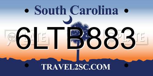 6LTB883 South Carolina License Plate