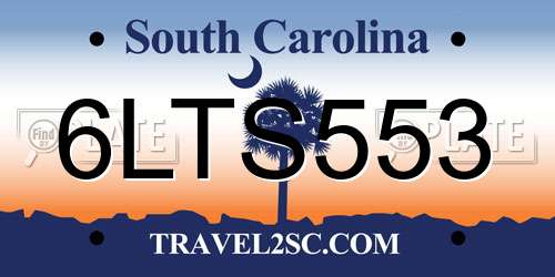 6LTS553 South Carolina License Plate