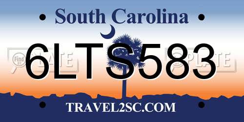 6LTS583 South Carolina License Plate