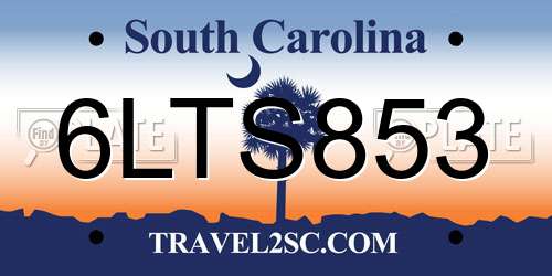 6LTS853 South Carolina License Plate