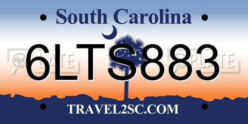 6LTS883 South Carolina License Plate