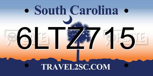 6LTZ715 South Carolina License Plate