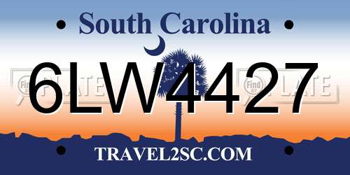 6LW4427 South Carolina License Plate