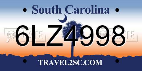 6LZ4998 South Carolina License Plate