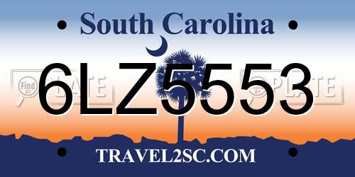 6LZ5553 South Carolina License Plate