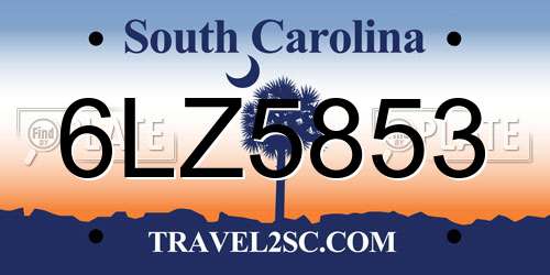 6LZ5853 South Carolina License Plate