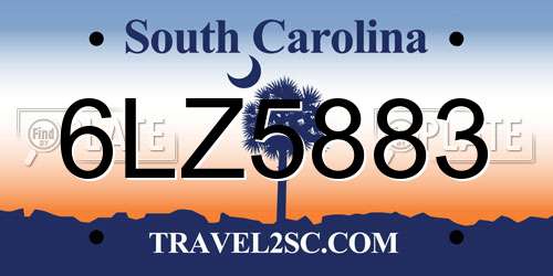 6LZ5883 South Carolina License Plate