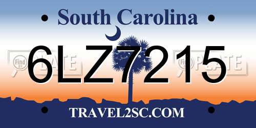 6LZ7215 South Carolina License Plate