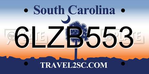 6LZB553 South Carolina License Plate