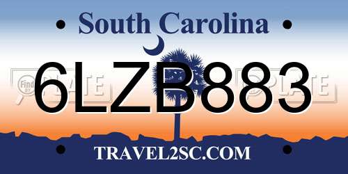 6LZB883 South Carolina License Plate