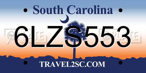 6LZS553 South Carolina License Plate