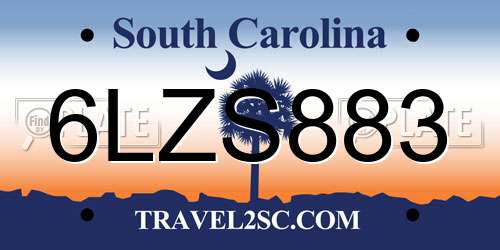 6LZS883 South Carolina License Plate