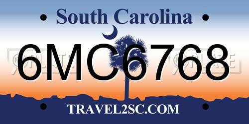 6MC6768 South Carolina License Plate