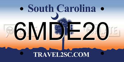 6MDE20 South Carolina License Plate