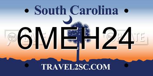 6MEH24 South Carolina License Plate