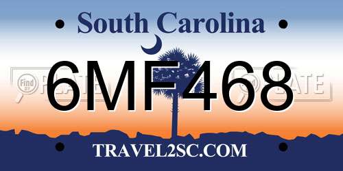 6MF468 South Carolina License Plate
