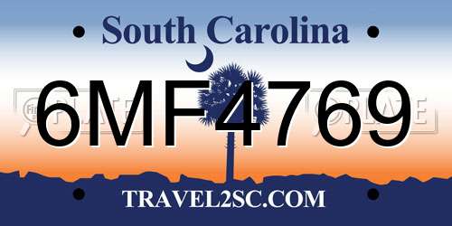 6MF4769 South Carolina License Plate