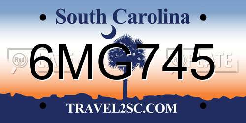 6MG745 South Carolina License Plate